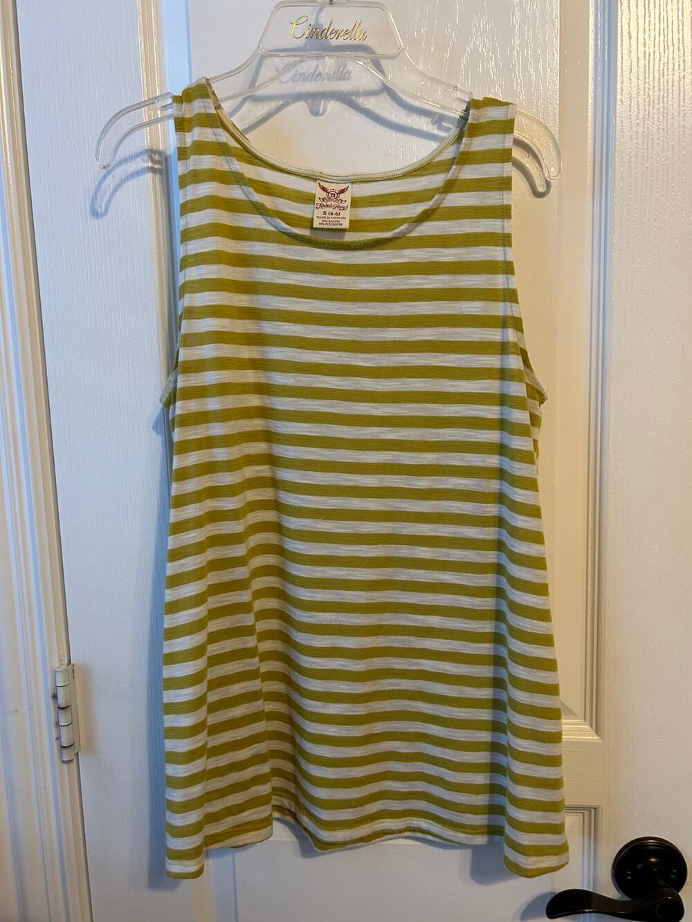 Faded Glory Lime Green and White Tank with Back Detail Small
